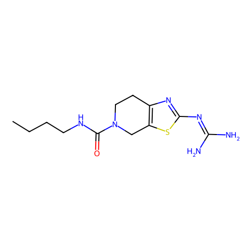 Thiazolo(5,4-c)pyridine-5(4H)-carboxamide, 6,7-dihydro-2-((aminoiminomethyl)amino)-N-butyl- structure