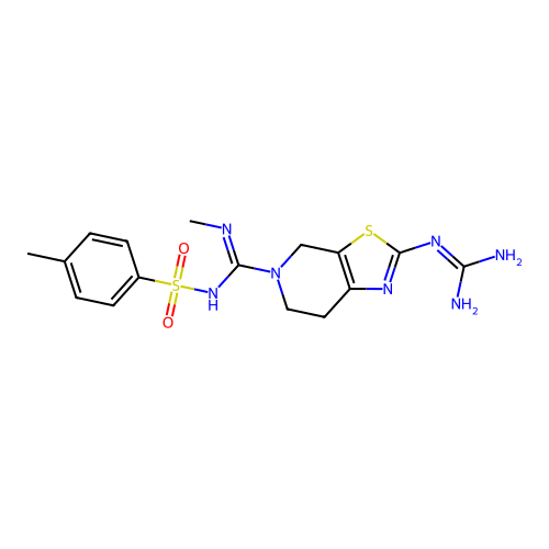 Thiazolo(5,4-c)pyridine-5(4H)-carboximidamide, 6,7-dihydro-2-((aminoiminomethyl)amino)-N-methyl-N'-((4-methylphenyl)sulfonyl)- structure