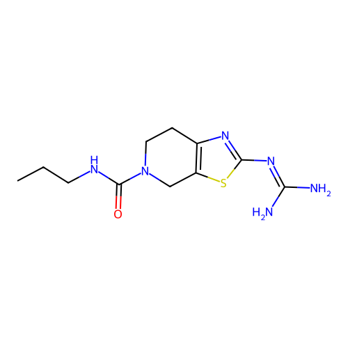 Thiazolo(5,4-c)pyridine-5(4H)-carboxamide, 6,7-dihydro-2-((aminoiminomethyl)amino)-N-propyl- structure