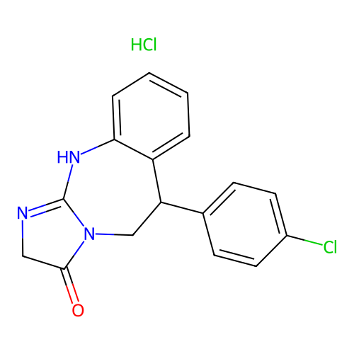 (Chloro-4 phenyl)-6 tetrahydro-2,3,5,6 1H-imidazo(2,1-b)benzodiazepine-1,3 one-3 chlorhydrate structure
