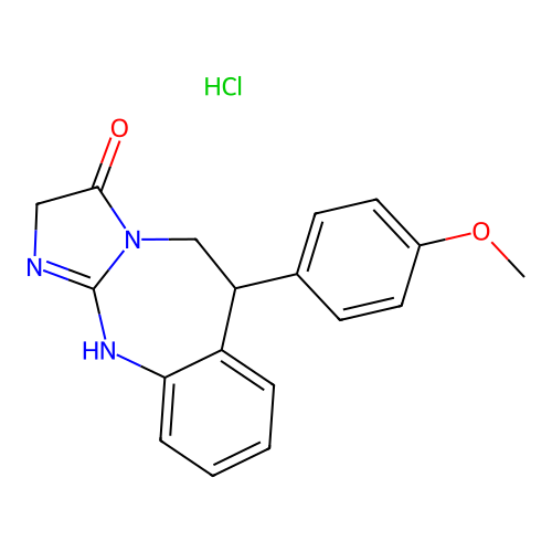 (Methoxy-3 phenyl)-6 tetrahydro-2,3,5,6 1H-imidazo(2,1-b)benzodiazepine-1,3 one-3 chlorhydrate structure
