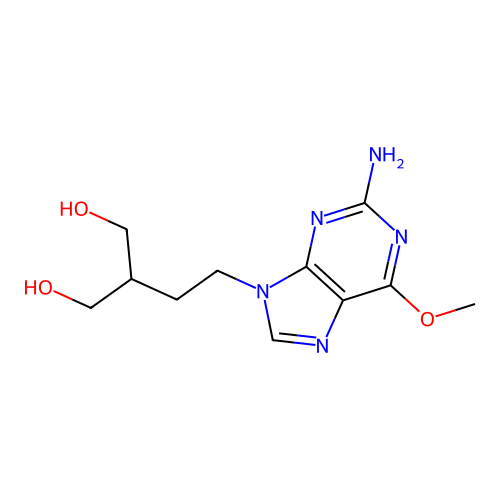 1,3-Propanediol, 2-(2-(2-amino-6-methoxy-9H-purin-9-yl)ethyl)- structure
