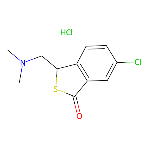 Benzo(c)thiophen-1(3H)-one, 6-chloro-3-((dimethylamino)methyl)-, hydrochloride structure