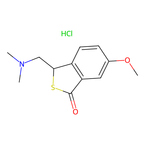 Benzo(c)thiophen-1(3H)-one, 3-((dimethylamino)methyl)-6-methoxy-, hydrochloride structure