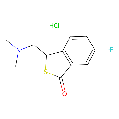 Benzo(c)thiophen-1(3H)-one, 3-((dimethylamino)methyl)-6-fluoro-, hydrochloride structure