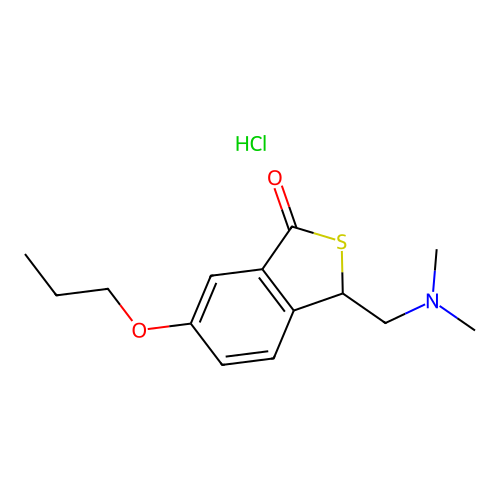 Benzo(c)thiophen-1(3H)-one, 3-((dimethylamino)methyl)-6-propoxy-, hydrochloride structure
