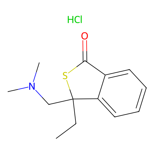 Benzo(c)thiophen-1(3H)-one, 3-((dimethylamino)methyl)-3-ethyl-, hydrochloride structure