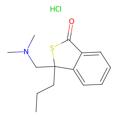 Benzo(c)thiophen-1(3H)-one, 3-((dimethylamino)methyl)-3-propyl-, hydrochloride structure
