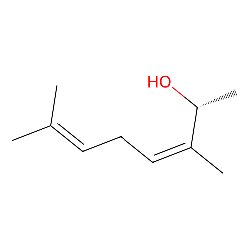 (2R,3Z)-3,7-dimethylocta-3,6-dien-2-ol structure