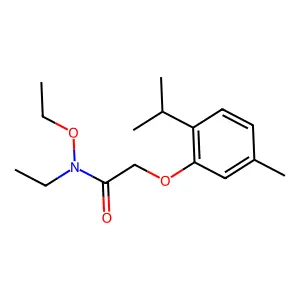 Acetohydroxamic acid, N,O-diethyl-2-thymyloxy- structure