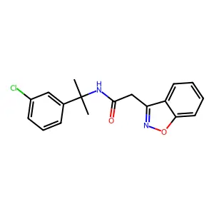 2-Benzo(d)isoxazol-3-yl-N-(2-(3-chlorophenyl)propan-2-yl)acetamide structure