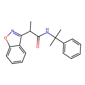 1,2-Benzisoxazole-3-acetamide, alpha-methyl-N-(1-methyl-1-phenylethyl)- structure