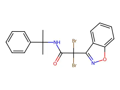 1,2-Benzisoxazole-3-acetamide, alpha,alpha-dibromo-N-(1-methyl-1-phenylethyl)- structure