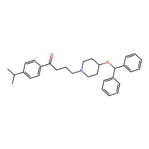 1-Butanone, 4-(4-(diphenylmethoxy)-1-piperidinyl)-1-(4-(1-methylethyl)phenyl)- structure