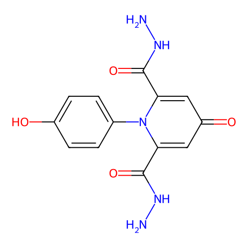 1-(p-Hydroxyphenyl)chelidamic acid dihydrazide structure