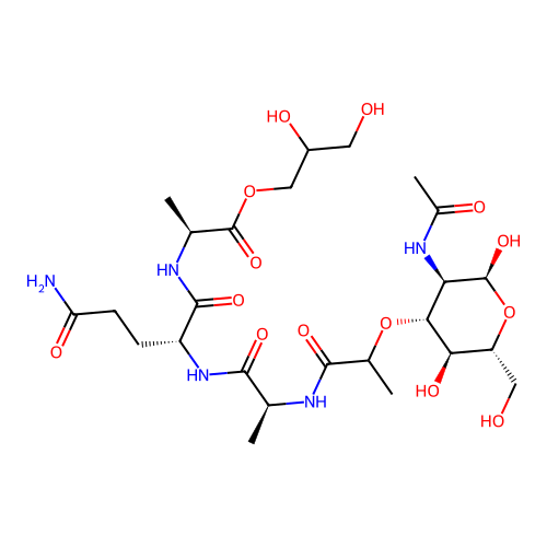 L-Alanne, N-(N2-(N-(N-acetylmuramoyl)-L-alanyl)-D-alpha-glutaminyl)-, 2,3-dihydroxypropyl ester, (R)- structure