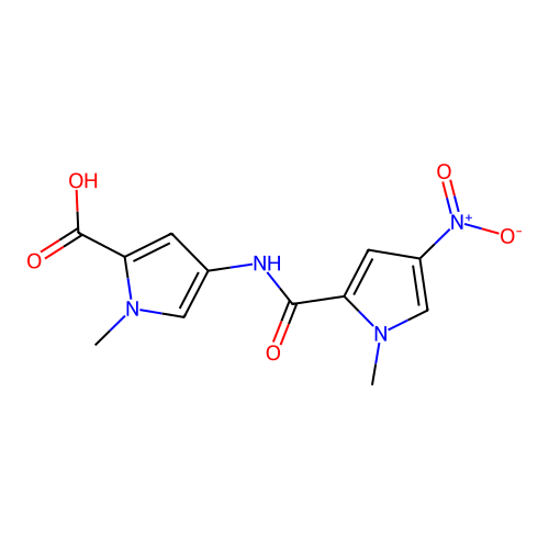 1-Methyl-4-(1-methyl-4-nitropyrrole-2-carboxamido)pyrrole-2-carboxylic acid structure