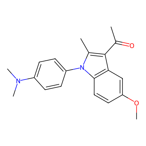 1-{1-[4-(dimethylamino)phenyl]-5-methoxy-2-methyl-1H-indol-3-yl}ethanone structure