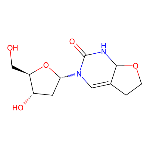 3-(4-Hydroxy-5-hydroxymethyl-tetrahydro-furan-2-yl)-3,5,6,7a-tetrahydro-1H-furo(2,3-d)pyrimidin-2-one structure