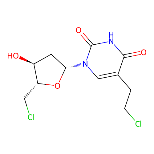 5-(2-Chloro-ethyl)-1-(5-chloromethyl-4-hydroxy-tetrahydro-furan-2-yl)-1H-pyrimidine-2,4-dione structure