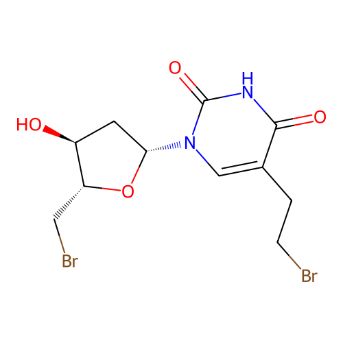 5-(2-Bromo-ethyl)-1-(5-bromomethyl-4-hydroxy-tetrahydro-furan-2-yl)-1H-pyrimidine-2,4-dione structure