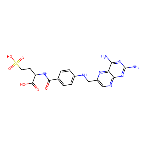 2-((4-(((2,4-Diaminopteridin-6-yl)methyl)amino)phenyl)carbonylamino)-4-sulfobutanoic acid structure