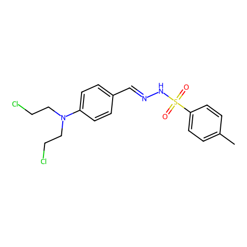 N-[(Z)-[4-[bis(2-chloroethyl)amino]phenyl]methylideneamino]- structure