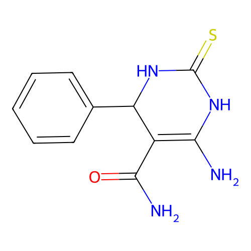6-Amino-4-phenyl-2-sulfanylidene-1,2,3,4-tetrahydropyrimidine-5-carboxamide structure