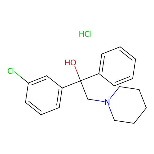 alpha-(m-Chlorophenyl)-alpha-phenyl-1-piperidineethanol hydrochloride structure