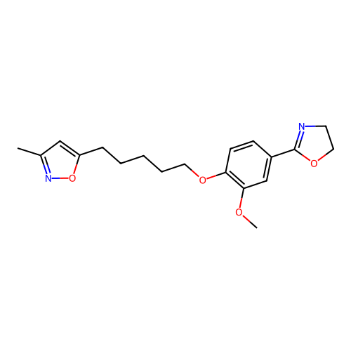 Isoxazole, 5-(5-(4-(4,5-dihydro-2-oxazolyl)-2-methoxyphenoxy)pentyl)-3-methyl- structure
