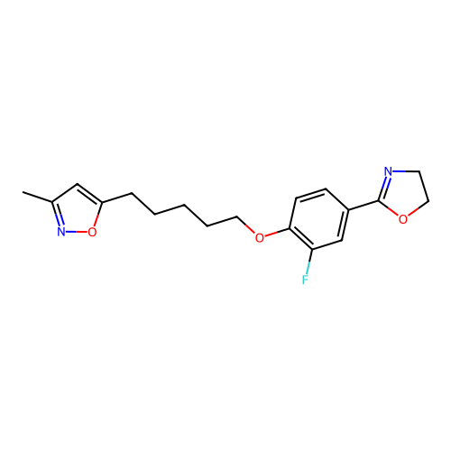 Isoxazole, 5-(5-(4-(4,5-dihydro-2-oxazolyl)-2-fluorophenoxy)pentyl)-3-methyl- structure