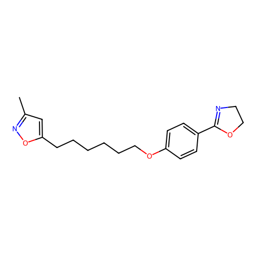 Isoxazole, 5-(6-(4-(4,5-dihydro-2-oxazolyl)phenoxy)hexyl)-3-methyl- structure