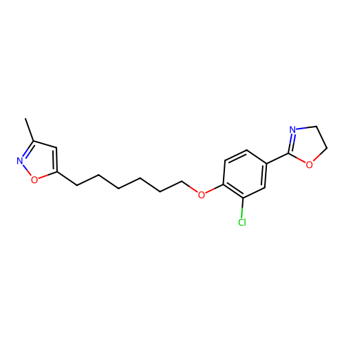Isoxazole, 5-(6-(2-chloro-4-(4,5-dihydro-2-oxazolyl)phenoxy)hexyl)-3-methyl- structure