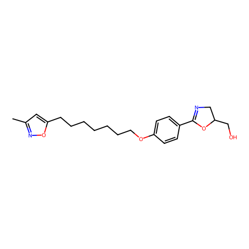 5-Oxazolemethanol, 4,5-dihydro-2-(4-((7-(3-methyl-5-isoxazolyl)heptyl)oxy)phenyl)- structure