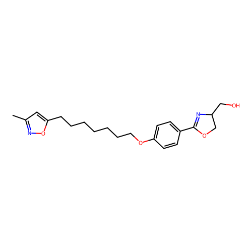 4-Oxazolemethanol, 4,5-dihydro-2-(4-((7-(3-methyl-5-isoxazolyl)heptyl)oxy)phenyl)- structure