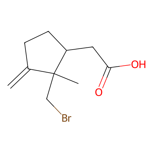[2-(Bromomethyl)-2-methyl-3-methylidenecyclopentyl]acetic acid structure