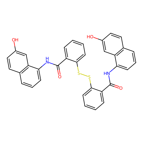 2,2'-Dithiobis(N-(7-hydroxynaphth-1-yl)benzamide) structure