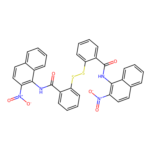 2,2'-Dithiobis(N-(2-nitronaphth-1-yl)benzamide) structure