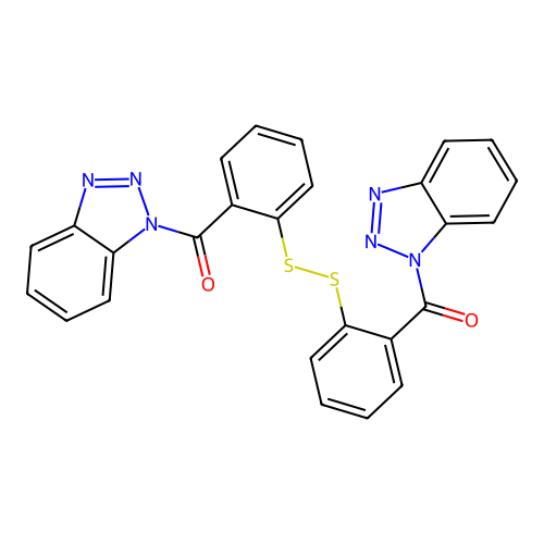 Benzotriazolyl 2-((2-(benzotriazolylcarbonyl)phenyl)disulfanyl)phenyl ketone structure