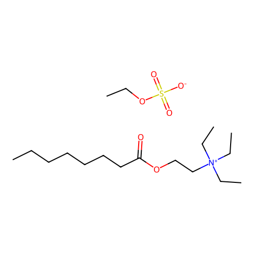Triethyl(2-((1-oxooctyl)oxy)ethyl)ammonium ethyl sulphate structure
