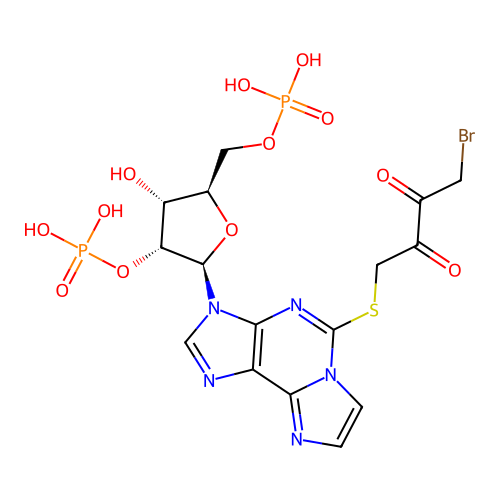 2-((4-Bromo-2,3-dioxobutyl)thio)-1,N(6)-ethenoadenosine 2',5'-bisphosphate structure