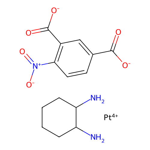 (1,2-Cyclohexanediammine-N,N')-(4-nitro-1,3-benzenedicarboxylato(2-)-O1)platinum structure