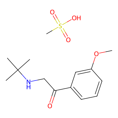 Ethanone, 2-((1,1-dimethylethyl)amino)-1-(3-methoxyphenyl)-, methanesulfonate structure