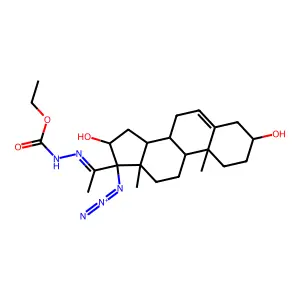 Ethyl(17-azido-3beta,16alpha-dihydroxypregn-5-en-20-ylidene)carbazate structure