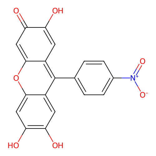 3H-Xanthen-3-one, 2,6,7-trihydroxy-9-(4-nitrophenyl)- structure