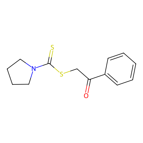 2-Oxo-2-phenylethyl pyrrolidine-1-carbodithioate structure