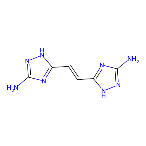 5-[2-(3-amino-1H-1,2,4-triazol-5-yl)ethenyl]-1H-1,2,4-triazol-3-amine structure