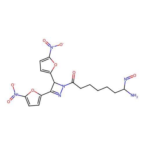 Pimelic acid, bis((5-nitrofurfurylidene)hydrazide structure
