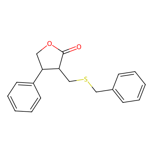 2(3H)-Furanone, dihydro-4-phenyl-3-(((phenylmethyl)thio)methyl)- structure