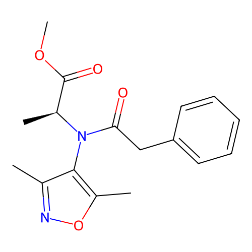 L-Alanine, N-(3,5-dimethyl-4-isoxazolyl)-N-(phenylacetyl)-, methyl ester structure